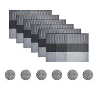 pigchcy Black Elegant Placemats Set of 6 with Random Coaster Vinyl Washable Placemats for Dining Table Indoor Outdoor(45 x 30cm)