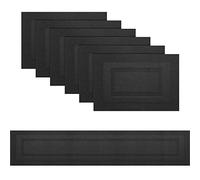 PIGCHCY Black Pure 6 Placemats + 1 Table Runner, Heat Resistant Vinyl Woven Washable Table Mat Set