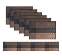 pigchcy Brown Elegant Placemats and Table Runner Set Vinyl Washable Placemats for Dining Table Set of 6 (45 x 30 cm + 45 x 180 cm)