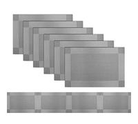 pigchcy Grey Elegant Placemats and Table Runner Set Vinyl Washable Placemats for Dining Table Set of 6 (45 x 30 cm + 45 x 180 cm)