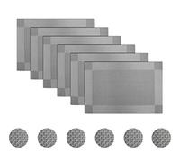 pigchcy Grey Elegant Placemats Set of 6 with Coaster Vinyl Washable Placemats for Dining Table (45 x 30cm)