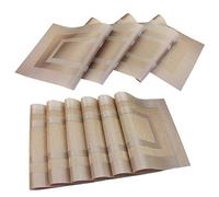 PIGCHCY Placemats Set with Table Runner, Champagne, 6 Placemats + 1 Runner, Heat Resistant, Washable, Non-Slip