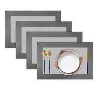PIGCHCY Placemats Vinyl Washable Table Mats Elegant Non-Slip Placemats for Dinner Table Set of 4 (Silver)