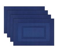 PIGCHCY Placemats,Washable Vinyl Woven Table Mats,Elegant Durable Placemats for Dining Table Set of 4 (18 x 12 inches, Navy Blue)