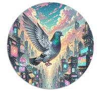 Pigeon 1000 Pieces Jigsaw Puzzles Impossible Hard Difficult Challenging Creative Animal Circular Puzzle Color Challenge for Adults & Kids 1000pcs (67.5x67.5cm)