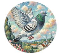 Pigeon 1000 Pieces Jigsaw Puzzles Impossible Hard Difficult Challenging Creative Animal Round Puzzle Color Challenge for Adults & Kids 1000pcs (67.5x67.5cm)