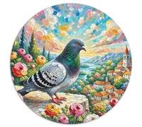 Pigeon 1000 Pieces Jigsaw Puzzles Unique Challenge Games Creative Animal Round Jigsaw Puzzle Color Challenge for Adults And Kids 1000pcs (67.5x67.5cm)