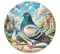 Pigeon 1000 Pieces Jigsaw Puzzles Unique Challenge Games Creative Animal Round Puzzle Challenging & Educational Art for Adults & Kids 1000pcs (67.5x67.5cm)