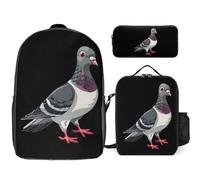 Pigeon 3 Pieces Set Laptop Backpack Casual Daypack with Lunch Box Pencil Case for Travel