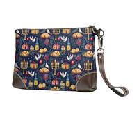 Pigeon and Food Print Wristlet Clutch Purse for Women, Leather Wristlet Wallet Purses and Handbags