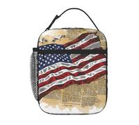 Pigeon and US Flag Prints Insulated Lunch Tote Bag Lunch Box Reusable Lunch Cooler Bag for Women/Men Work, Picnic, School, Travel