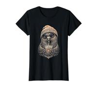 Pigeon Beanie and Iced Coffee Value Graphic T-Shirt, Women, Black, M