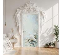 Pigeon Bird White Door Sticker 95x215 cm, Dove Branches Leaves Door Wallpaper, Self-Adhesive Decals Waterproof PVC Stickers for Bedroom Office Decor