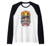 Pigeon Boxing Club Graphic with Street Art Style Fighting Raglan Baseball Tee