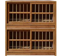 Pigeon Cage Push-pull Doors And Windows Bird Cage, Bamboo Bird Aviary, Double Drawer Manure Tray Pigeon Nest Box, Adjust Isolation Breeding Breeding Cage(Brown*2)