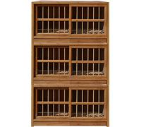 Pigeon Cage Push-pull Doors And Windows Bird Cage, Bamboo Bird Aviary, Double Drawer Manure Tray Pigeon Nest Box, Adjust Isolation Breeding Breeding Cage(Brown*3)