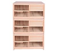 Pigeon Cage With Egg Tray, Sliding Cage Door, Half Shutter Birdhouse With Pull-out Feces Tray, Pine Bird Breeding Box(Natural*3,90cm)