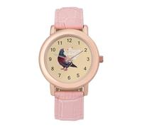 Pigeon Daddy Womens Elegant Watch Analogue Quartz Watch Leather Band Wristwatch