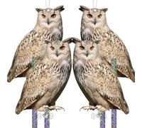 Pigeon Deterrent, Owl Bird Scarer Cardboard with Bird Deterrent Tape, Paper Pigeon Scarer, Seagull Deterrent, Bird Repellent Devices, Owl Decoy to Scare Birds Away from Garden Porch Roof Garage 4PCS