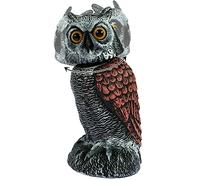 Pigeon Deterrent, Realistic Owl Decoy to Scare Birds Away with 360° Rotating Head, Lifelike Simulation Owl Bird Deterrent, Plastic Fake Owl Scarecrow to Frighten Birds for Garden,Yard, Farms(Style A)