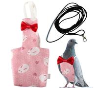 Pigeon Diaper Harness and Bird Leash (L-Pink Rabbit)