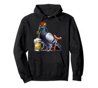 Pigeon Drinking Beer With Sausage German Oktoberfest Drunker Pullover Hoodie