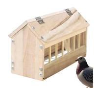 Pigeon Feeder, Wooden Poultry Feeder, House Design Thick Food Dispenser, Large Capacity, Less Waste, (15.75x5.12x5.51 inches), Ideal for Chickens, Ducks & Ducklings