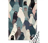 Pigeon Flock 1000-Piece Premium Cardboard Illustrated Bird Pattern Adult Jigsaws, Stress Relief, Home Activity & Gift, Challenging Game for Family Nights & Holidays 52x38cm/1000pcs