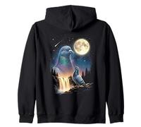 Pigeon Howling to The Moon Meme Funny 90's Pigeon Bird Zip Hoodie