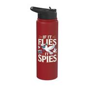 Pigeon If It Flies Spies Photographer Bird Lover Stainless Steel Insulated Water Bottle