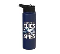 Pigeon If It Flies Spies Photographer Bird Lover Stainless Steel Insulated Water Bottle