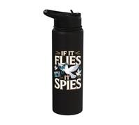 Pigeon If It Flies Spies Photographer Bird Lover Stainless Steel Insulated Water Bottle
