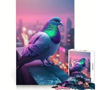 Pigeon in Neon City 1000 Pieces Jigsaw Puzzles for Teenagers Logic Sense Toy Simple Fun Smooth Edge Stylish Gift (38x26cm)