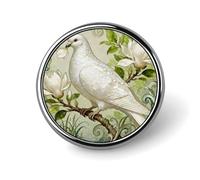 Pigeon Magnolia Bloom Round Lapel Pins for Men Women Metal Button Pin Fashion Personalized Brooch Pins for Men Suits Cute Brooch Badge for Backpack Clothing Hat Bag Decoration