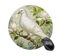 Pigeon Magnolia Bloom Round Mouse Pads Non-Slip Rubber Base Mouse Mat Cute Mousepad Funny Computer Desk Accessories for Office Home Gaming Work 7.8 X7.8 Inch