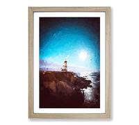Pigeon Point Lighthouse in Abstract Framed Print | A2 Oak Framed Wall Art | Ready to Hang | Abstract Animal Picture | Living Room Bedroom Lounge Office