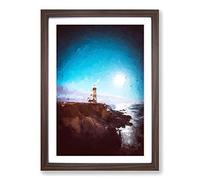 Pigeon Point Lighthouse in Abstract Framed Print | A2 Walnut Framed Wall Art | Ready to Hang | Abstract Animal Picture | Living Room Bedroom Lounge Office