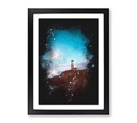 Pigeon Point Lighthouse Paint Splash Modern Framed Print | A3 Black Framed Wall Art | Ready to Hang | Modern Animal Picture | Living Room Bedroom Lounge Office