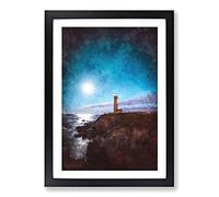 Pigeon Point Lighthouse Painting Framed Print | A2 Black Framed Wall Art | Ready to Hang | Modern Animal Picture | Living Room Bedroom Lounge Office