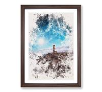 Pigeon Point Lighthouse Watercolour Framed Print | A2 Walnut Framed Wall Art | Ready to Hang | Modern Animal Picture | Living Room Bedroom Lounge Office