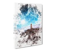 Pigeon Point Lighthouse Watercolour Modern Canvas Wall Art Print Ready to Hang, Framed Picture for Living Room Bedroom Home Office Décor, 20x14 Inch (50x35 cm)