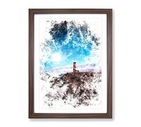 Pigeon Point Lighthouse Watercolour Modern Framed Print | A2 Walnut Framed Wall Art | Ready to Hang | Modern Animal Picture | Living Room Bedroom Lounge Office