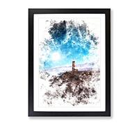 Pigeon Point Lighthouse Watercolour Modern Framed Print | A4 Black Framed Wall Art | Ready to Hang | Modern Animal Picture | Living Room Bedroom Lounge Office