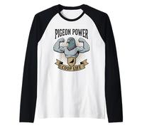 Pigeon Power Coop Life Strong Bird Funny Bodybuilder Raglan Baseball Tee