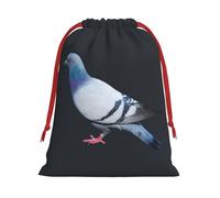 Pigeon Print Drawstring Bag wrap, String Pouches, Premium Packaging Bags for Business & Events L