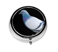 Pigeon Print Mini Metal Pill Box 2.0x2.0x0.7 in Round Travel Medicine Pill Organizer Box for Purse Pocket