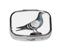 Pigeon Print Pill Box 2 Compartment Medicine Pill Case,Portable for Pocket Or Purse Pill Box Decorative Metal Medicine Organizer