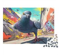 Pigeon,Puzzles Street Art Element Gemusterte Nachhaltige Puzzles Für Erwachsene Hochwertige Holzspielpuzzles 1000pcs (75x50cm)