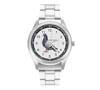 Pigeon Stay Coo Quartz Watch Stainless Steel Wrist Watches for Men Women Easy to Read