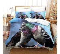 Pigeon, Super King Size Duvet Cover Set 3 Piece, Quilt Cover 220x260 cm and 2 Pillow Cover 50x75 cm, Soft Microfiber Print Patterned Bird Theme Bedding Sets